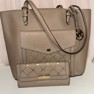 Michael Kors Beige Tote and Wallet Set